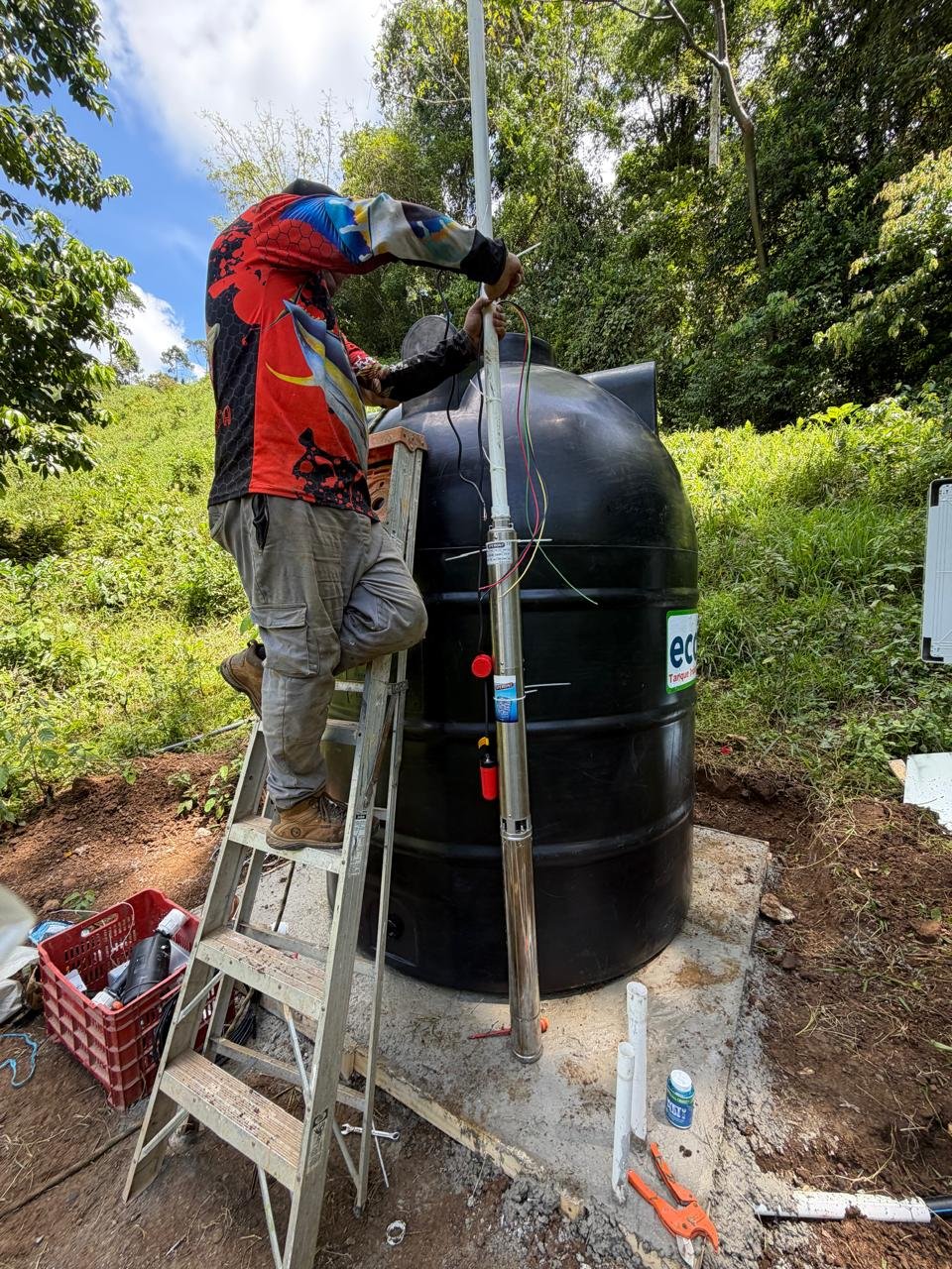 Water system piping and equipment designed for a property in Costa Rica